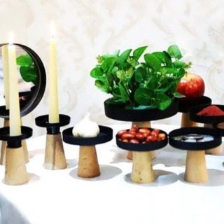 هفت سین فلزی پایه چوبی