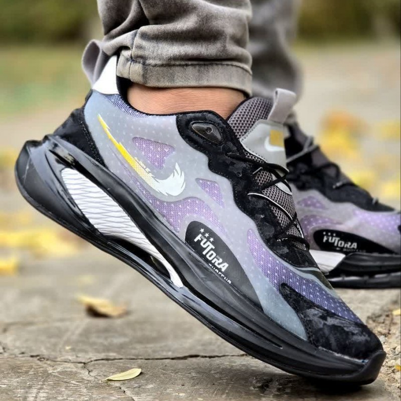 حرااااج  کفش کتونی اسپرت مردانه و پسرانه مدل نایک زیره کپسولی  بادوام رنگ مشکی یاسی باارسال رایگان