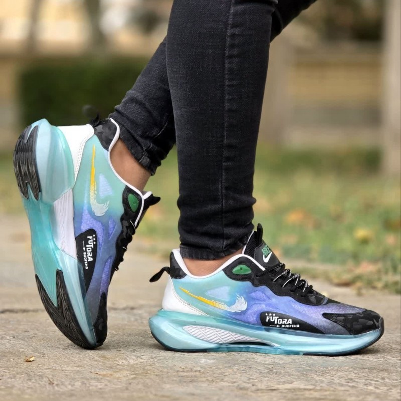 فروش جذاب کفش کتونی اسپرت مردانه و پسرانه مدل نایک زیره کپسولی رنگ مشکی یاسی  سبز باارسال رایگان