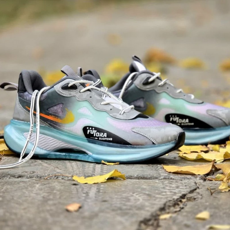 حراج استثنایی کفش کتونی اسپرت مردانه و پسرانه مدل نایک زیره کپسولی پرطرفدار و خاص رنگ طوسی یاسی  سبز باارسال رایگان