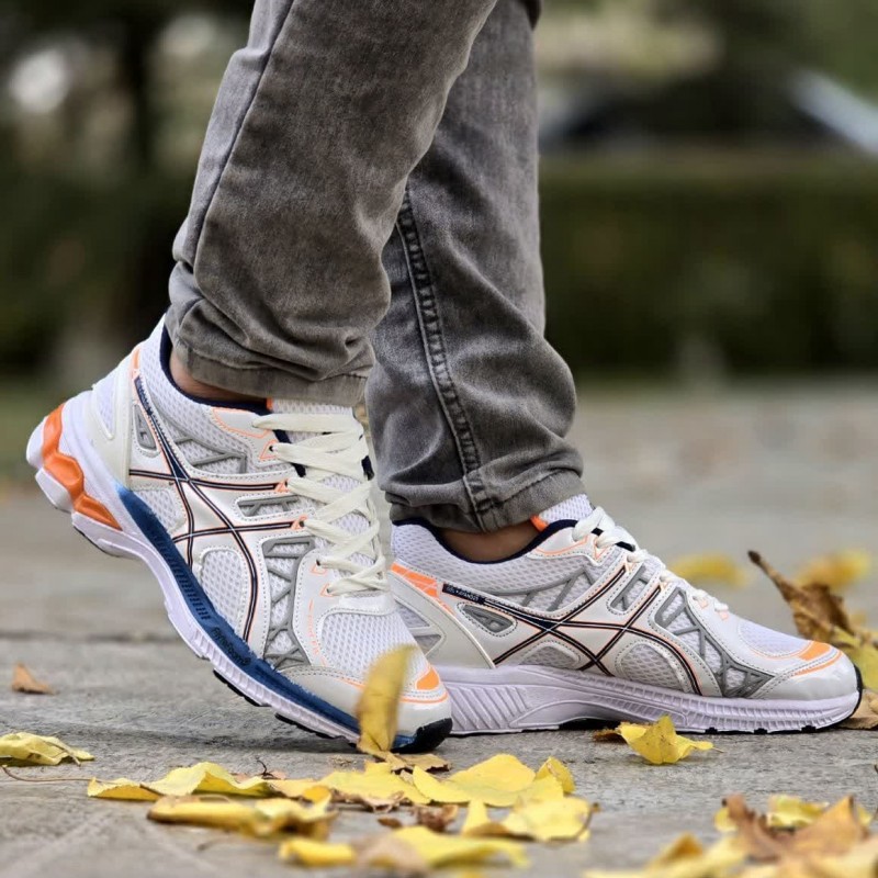 فروش کفش اسپرت  مردانه و پسرانه مدل اسیکس زیره نرم و راحت رنگ  سفید ابی نارنجی ارسال رایگان