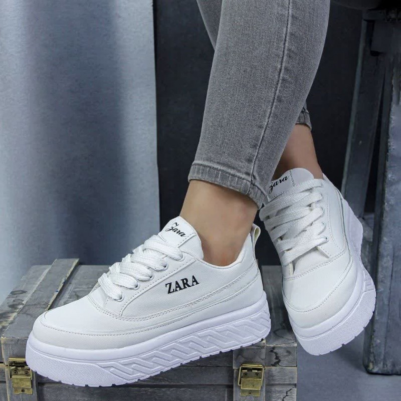 تخفیف ویژه کفش کتونی اسپرت ونس زنانه دخترانه مدل زارا خاص و جدید رنگ سفید تمام بی نهایت خوش پا و زیبا با ارسال رایگان