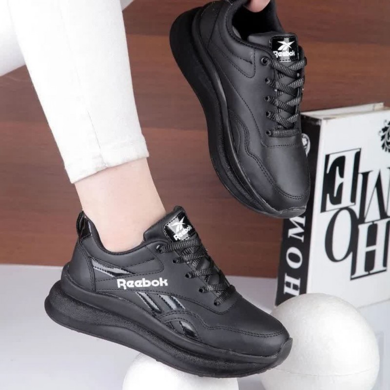 حراج واقعی کفش کتونی اسپرت زنانه دخترانه مدل ریبوک رنگ  مشکی زیره سفید باکیفیت عالی با ارسال رایگان