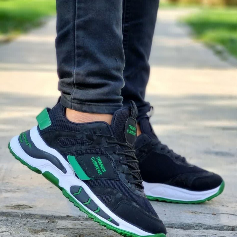 فروش ویژه کتونی اسپرت پسرانه و مردانه رنگ مشکی سبز زیره پیو فوق العاده زیبا با ارسال رایگان