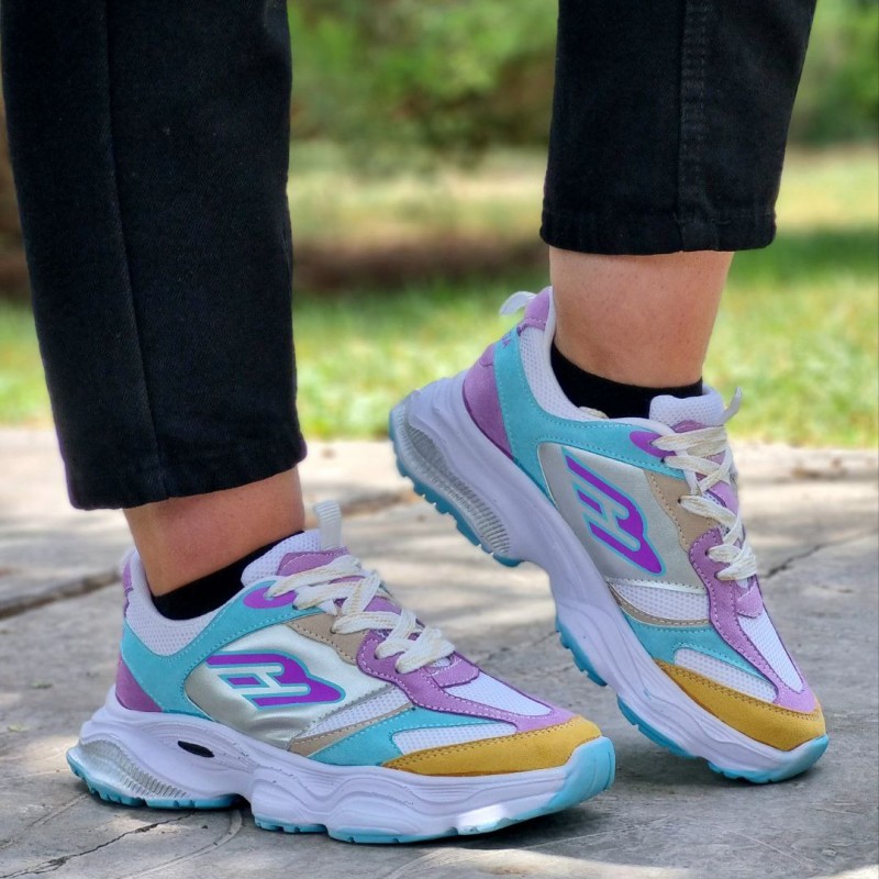 فروش بمب این هفته کفش کتونی دخترانه و زنانه مدل بالنسیاگا رنگآبی بنفش زیره سفید فوق العاده شیک با ارسال رایگان +