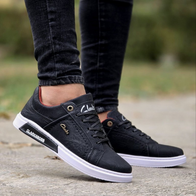 بمب تخفیف  این هفته کفش کتونی اسپرت مردانه و پسرانه مدل کلارک رنگ مشکی زیره سفید یه کار جدید و بادوام با ارسال رایگان