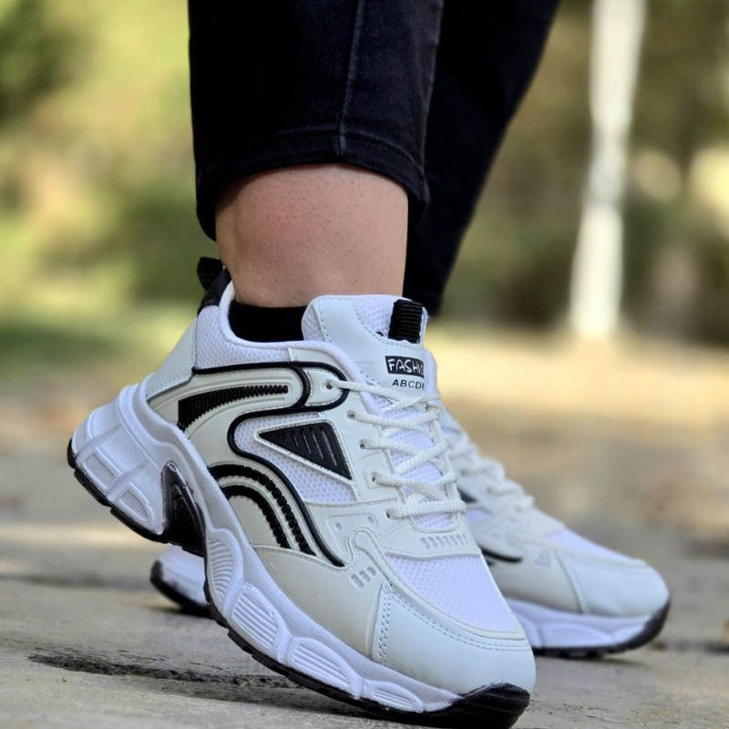 بمب تخفیف کفش کتونی اسپرت دخترانه و زنانه مدل ABCDE سفید مشکی شیک فوق العاده جذاب با ارسال رایگان