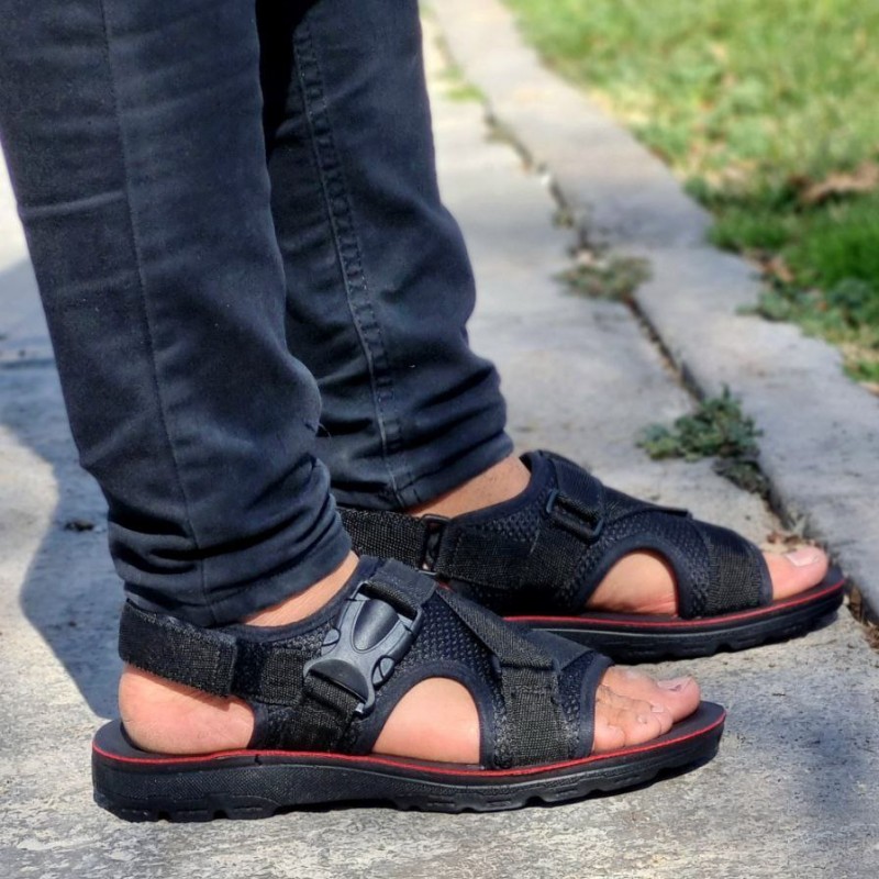 حراج  ویژه   تابستانه صندل چسبی طبی مردانه و پسرانه زیره پیو تزریق مستقیم  رنگ  مشکی با ارسال رایگان