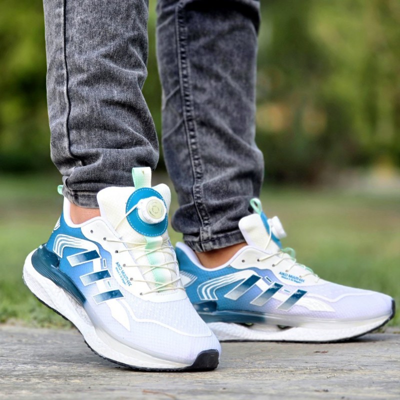 حراااااج کفش مردانه پسرانه اسپرت مدل آدیداس اسپیسر سبک و راحت رنگ سفید آبی  باارسال رایگان