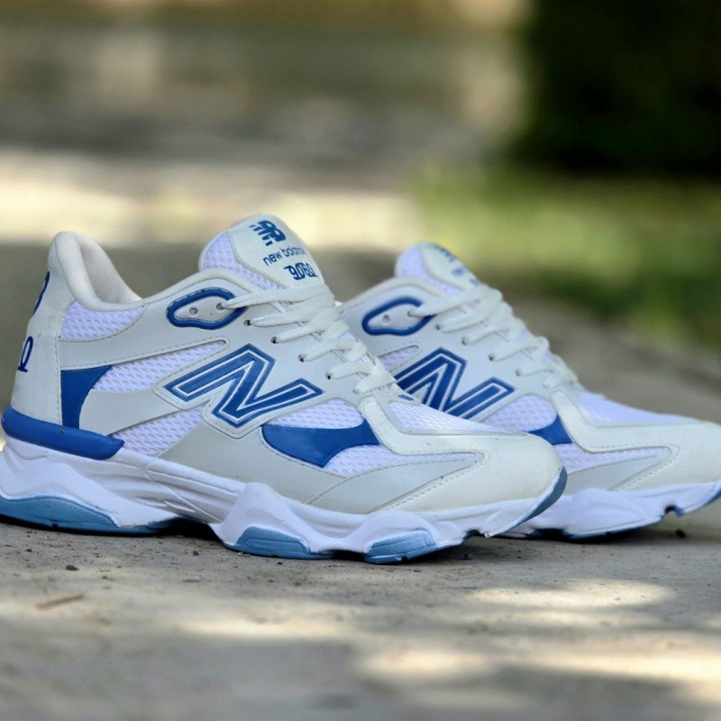 تخفیف کفش کتونی اسپرت مردانه و پسرانه مدل نیوبالانس 9060 جدید و منحصر بفرد رنگ سفید آبی با ارسال رایگان