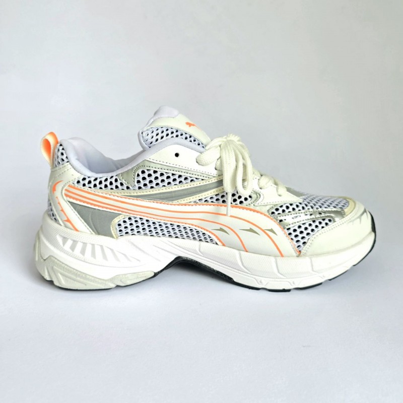 فروش ویژه  کفش اسپرت مردانه و پسرانه مدل اسیکس زیبا نرم و راحت رنگ سفید نارنجی  با ارسال رایگان