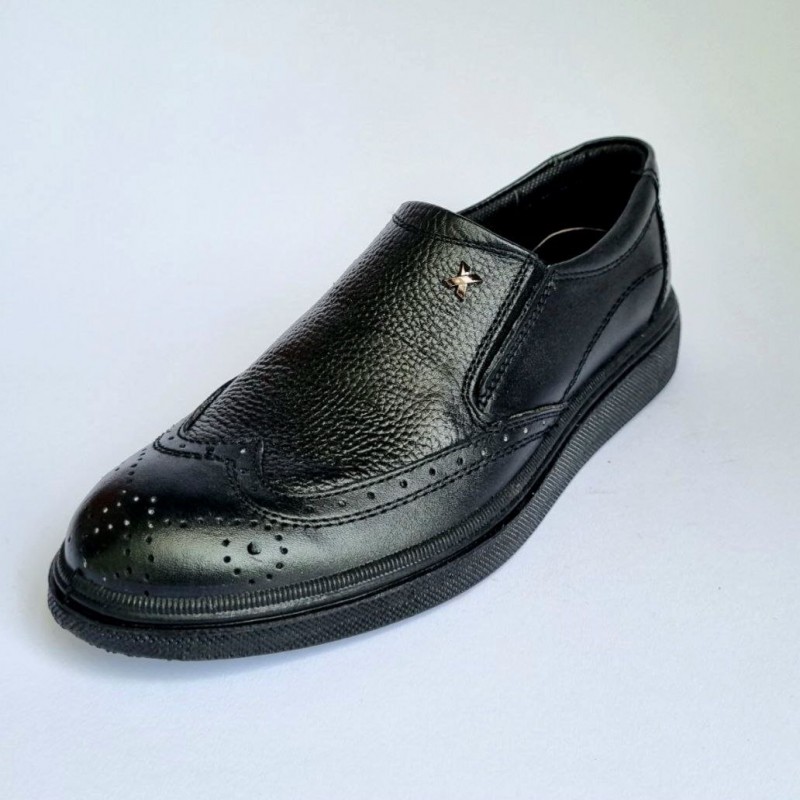 حراج ویژه کفش اداری مجلسی مردانه چرم طبیعی تبریز خاص و راحت رنگ مشکی با ارسال رایگان