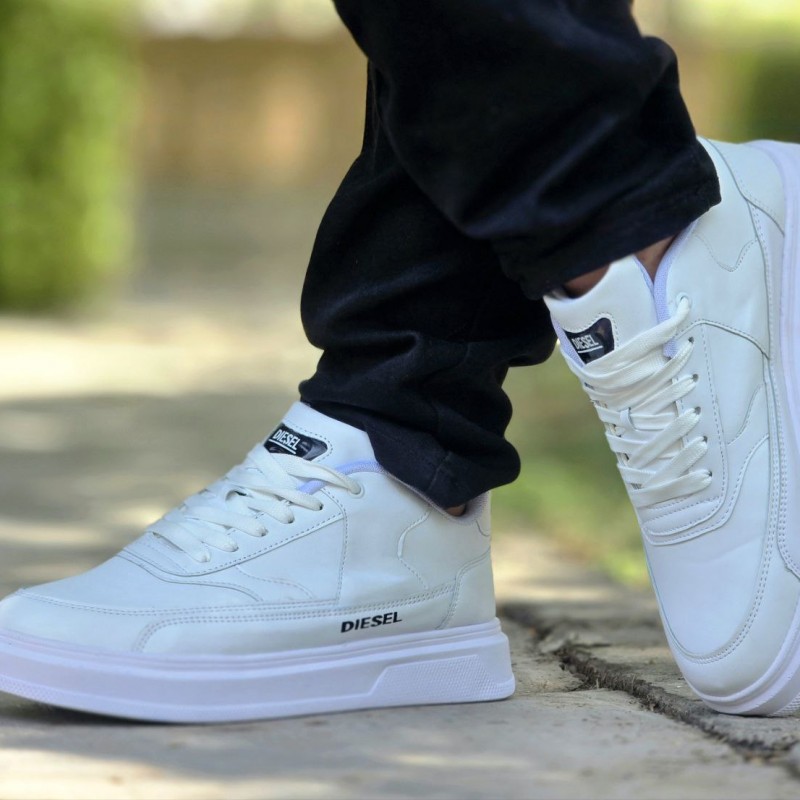 حراجی کفش کتونی اسپرت  ونس مردانه مدل دیزل Diesel  شیک و سبک رنگ سفید تمام با ارسال رایگان