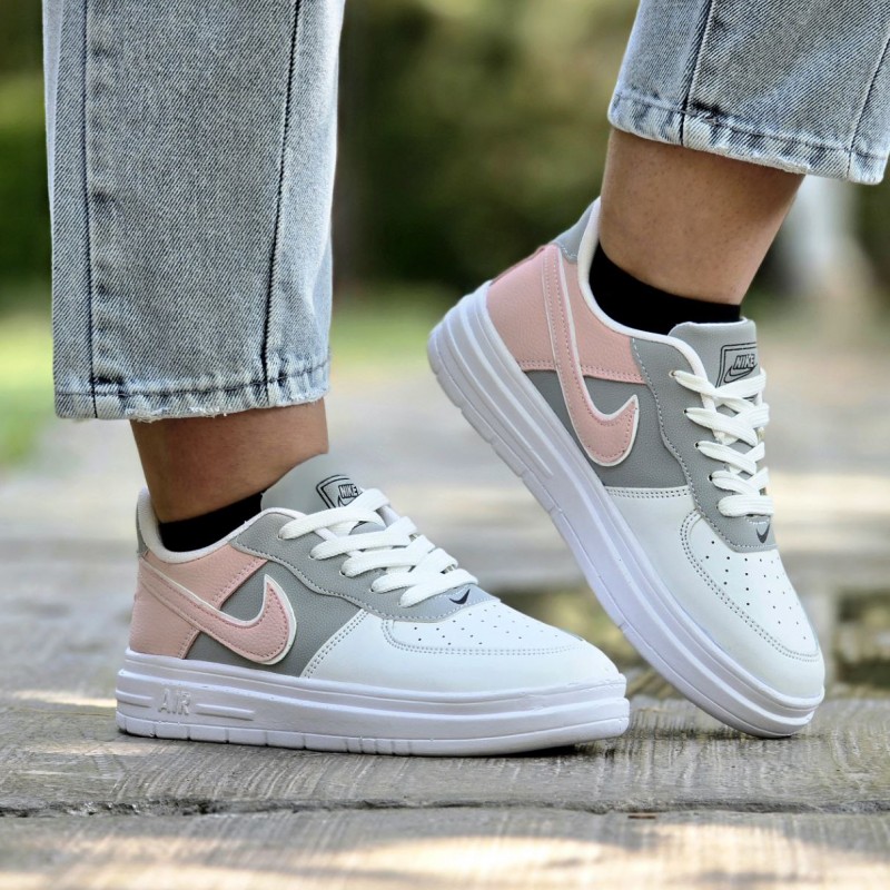 تخفیف باورنکردنی  کفش کتونی اسپرت ونس زنانه دخترانه مدل نایکی زیبا و جذاب رنگ سفید صورتی طوسی  باارسال رایگان