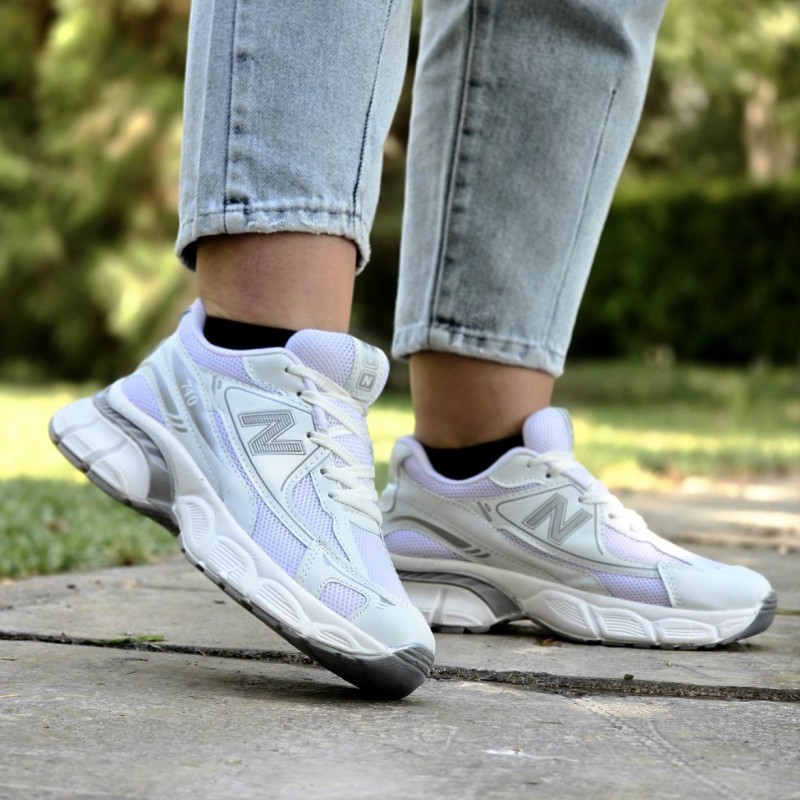 حراج ارزان کفش اسپرت زنانه دخترانه مدل نیوبالانس 740 ساده و جذاب رنگ سفید طوسی  با ارسال رایگان