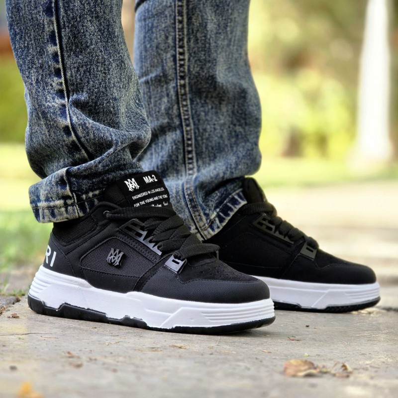 فروش فوق العاده خاص  کفش کتونی اسپرت  Amiri (امیری) مردانه پسرانه جدید رنگ مشکی زیره سفید با ارسال رایگان