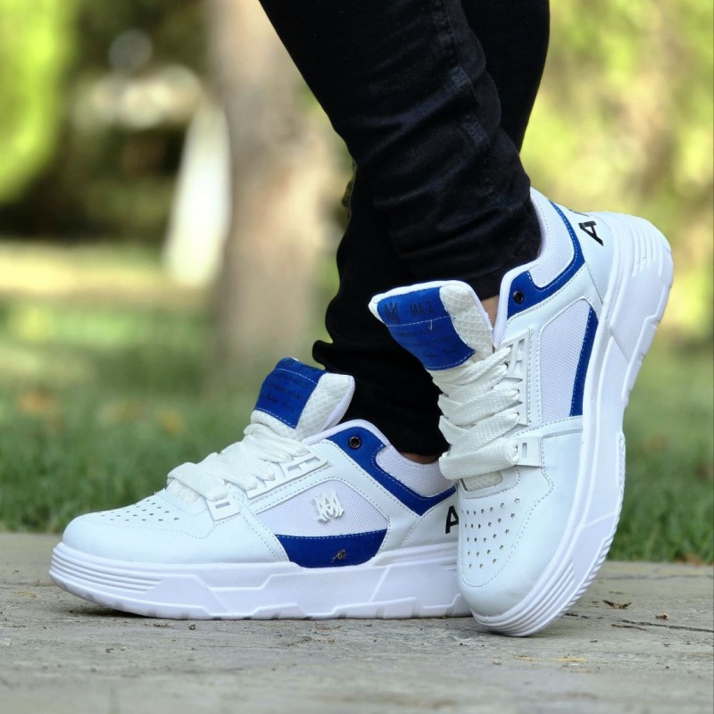 حراج بی نظیر کفش کتونی اسپرت  Amiri (امیری) مردانه پسرانه خاص و مقاوم رنگ سفید آبی  با ارسال رایگان