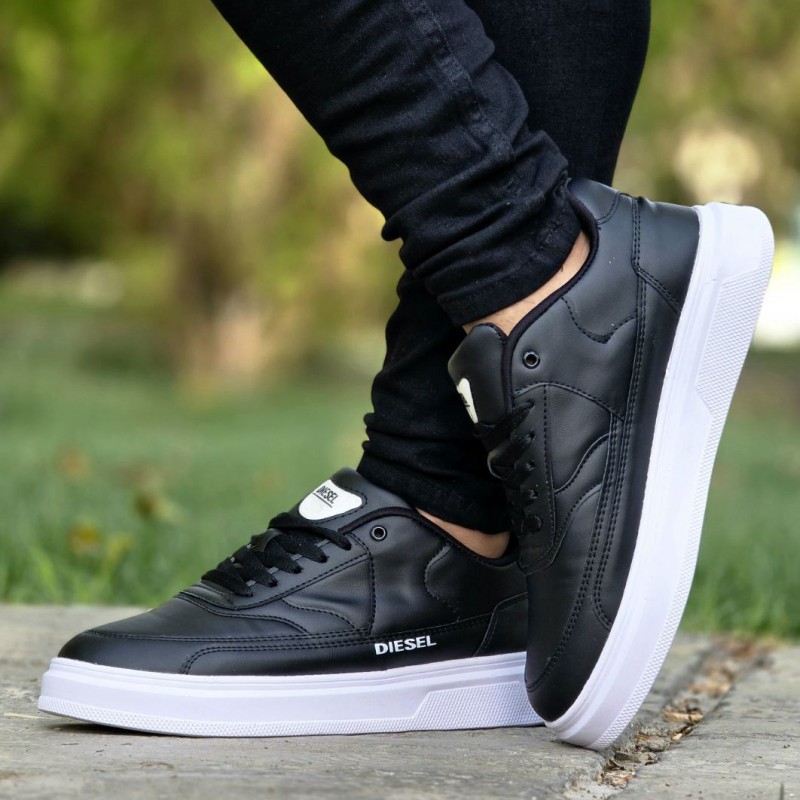 فروش ویژه کفش کتونی اسپرت  ونس مردانه مدل دیزل Diesel زیبا و بادوام رنگ مشکی تمام زیره سفید با ارسال رایگان