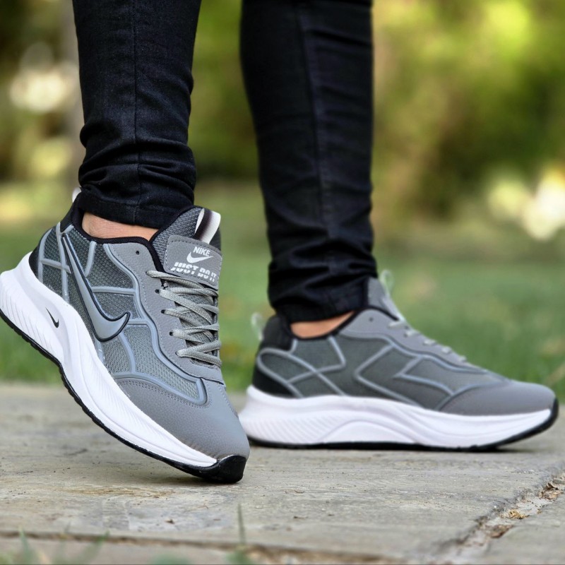 حراج عاااالی کفش کتونی اسپرت پسرانه و مردانه مدل نایک نرم و سبک رنگ طوسی مشکی با ارسال رایگان