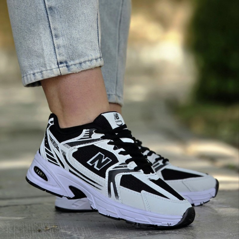 فروش عالی کفش اسپرت زنانه دخترانه مدل نیوبالانس 530 راحت و خاص رنگ سفید مشکی  با ارسال رایگان