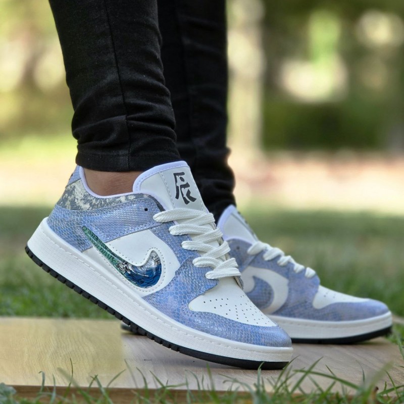تخفیف بی تکرار کفش کتونی اسپرت نایک دراگون  زنانه و مردانه زیبایی بخش و شیک  رنگ ابی سفید  باارسال رایگان