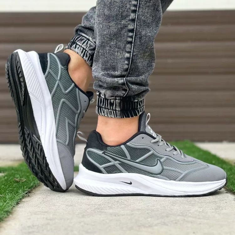 حراج عاااالی کفش کتونی اسپرت پسرانه و مردانه مدل نایک بادوام و سبک رنگ طوسی مشکی با ارسال رایگان