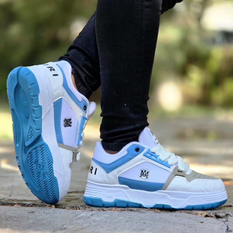 حراج واقعی کفش کتونی اسپرت  Amiri (امیری) مردانه پسرانه کلاسیک و جذاب  رنگ سفید ابی کرم  با ارسال رایگان