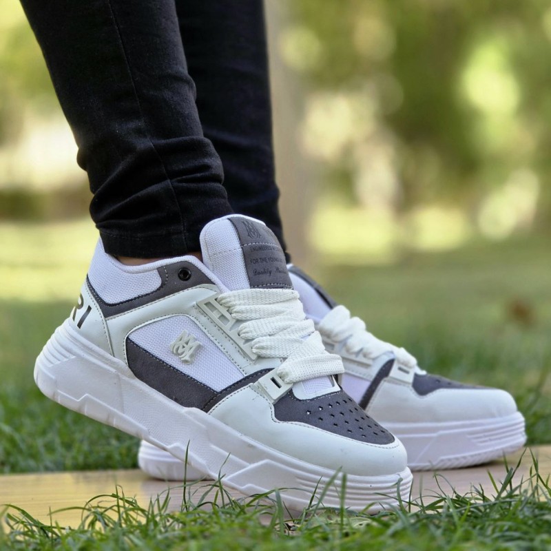 فروش عالی کفش کتونی اسپرت  Amiri (امیری) مردانه پسرانه خاص و شیک رنگ سفید طوسی  با ارسال رایگان