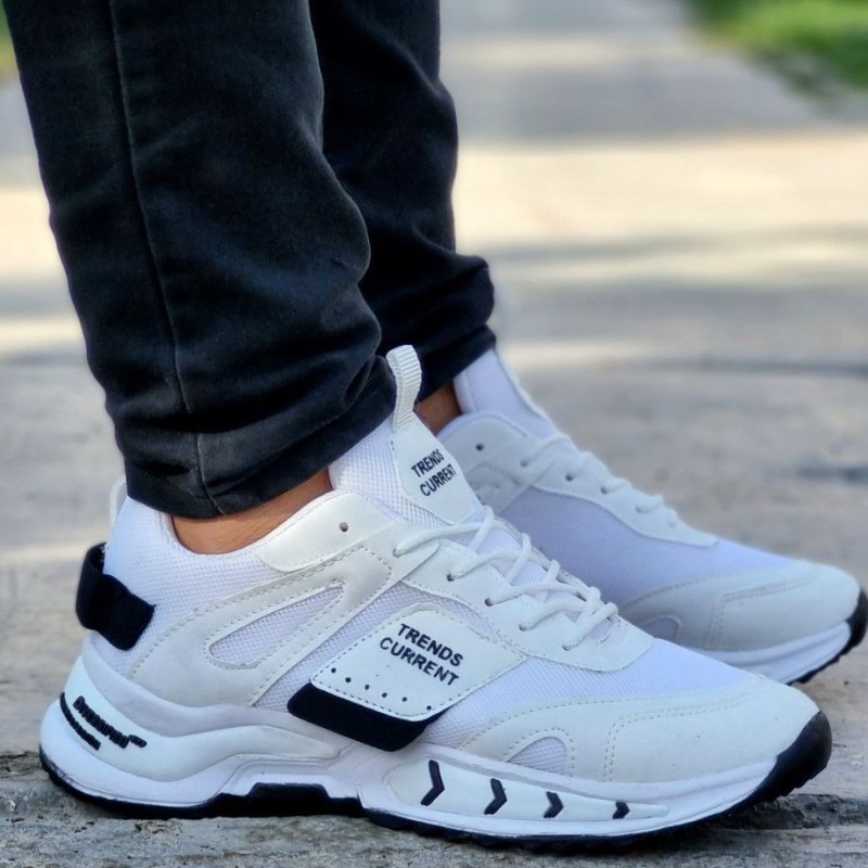 کفش کتونی اسپرت مردانه پسرانه مدل  ترند رویه بافت شیک با پاخور زیبا سفید مشکی با ارسال رایگان