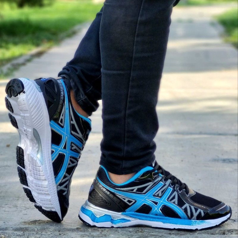 کفش کتونی اسپرت مردانه پسرانه مدل اسیکس جدید و باکیفیت مشکی ابی  با ارسال رایگان