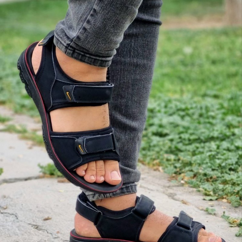 حراج تابستانه دمپایی صندل چسبی  مردانه پسرانه قابل شستشو  طبی با کیفیت مشکی  با ارسال رایگان