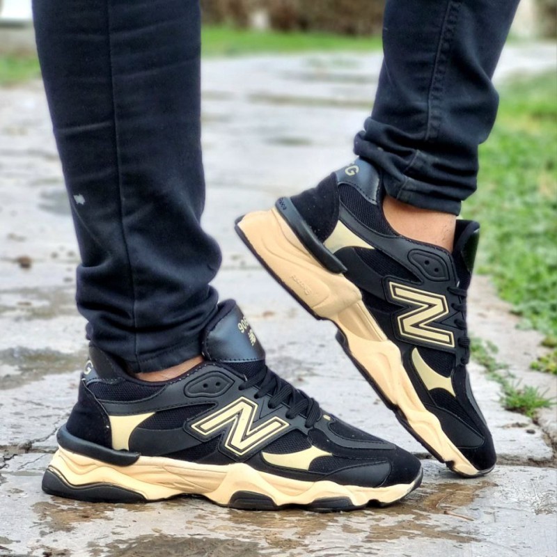 حراج جذاب کفش کتونی اسپرت مردانه وپسرانه مدل نیوبالانس با کیفیت منحصر به فرد مشکی کرم  با ارسال رایگان