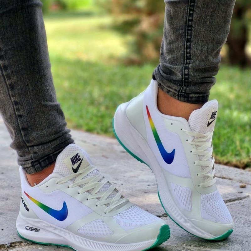 کفش کتونی اسپرت مردانه و پسرانه مدل نایک اسپیسر مناسب پیاده روی سفید نایک رنگین کمان بااراسال رایگان