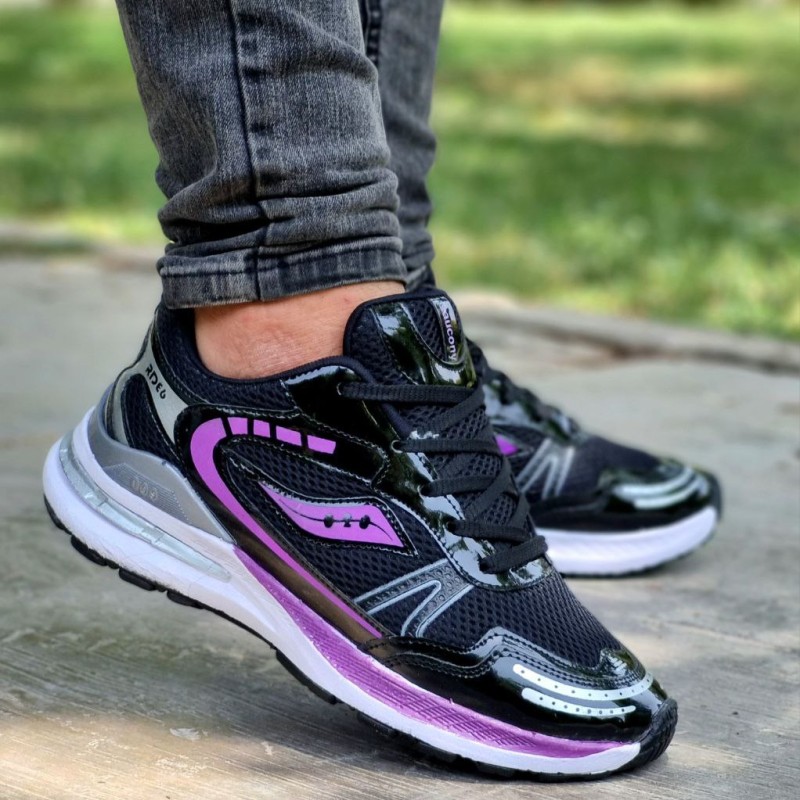 فروش ویژه کفش اسپرت  مردانه و پسرانه مدل  ساکونی زیره پیو سبک رنگ مشکی بنفش مناسب افراد خاص پسند با ارسال رایگان