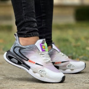 تخفیف فوق العاده  کفش کتونی اسپرت مردانه و پسرانه مدل نایک زیره کپسولی  به روز و با کیفیت رنگ سفید یاسی مشکی  باارسال رایگان