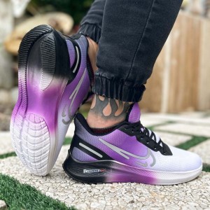 فروش فوق العاده کفش کتونی پسرانه و مردانه  مدل نایک رنگ سفید بنفش زیره پیو بی نهایت راحت و زیبا با ارسال رایگان