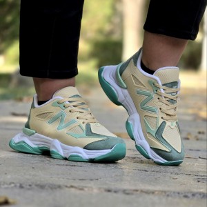 حراج واقعی کفش کتونی اسپرت دخترانه و زنانه مدل نیوبالانس رنگ کرم سبز  فوق العاده خوش پا و مناسب باشگاه با ارسال رایگان