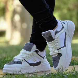 حراج واقعی کفش کتونی اسپرت  Amiri (امیری) مردانه پسرانه کلاسیک و جذاب  رنگ سفید ابی کرم  با ارسال رایگان