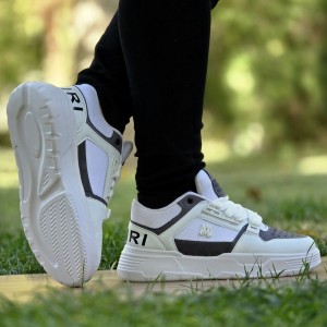 حراج واقعی کفش کتونی اسپرت  Amiri (امیری) مردانه پسرانه کلاسیک و جذاب  رنگ سفید ابی کرم  با ارسال رایگان