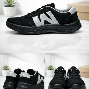 حراج واقعی کفش کتونی اسپرت مردانه و پسرانه مدل ودبلیو w  با کیفیت بالا رنگ مشکی زیره پیو  مناسب برای کارهای روزمره با ارسال رایگان