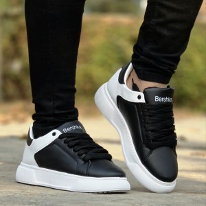 تخفیف عالی کفش کتونی اسپرت  مردانه مدل  Bershka شیک و جذاب رنگ مشکی سفید با ارسال رایگان