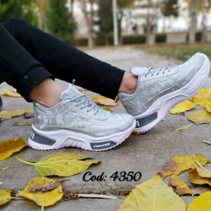 کفش کتونی اسپرت زنانه دخترانه مدل پتینه لمه قلبی لژدار زیره پیو طوسی جدید 4350   با ارسال رایگان