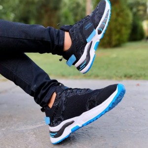 فروش ویژه کفش کتونی  جدید پسرانه ومردانه رویه بافت محکم  پتینه مدل TRENDSزیره پیو مشکی آبی 3332  با ارسال رایگان