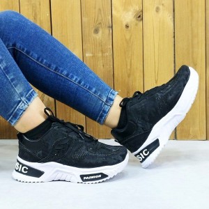 کتونی دلبر دخترونه  یه کفش خاص با دوام مدل برگی به رنگ مشکی زیره سفید  ارسال رایگان کد4551