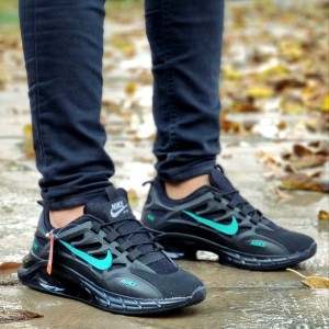 کفش کتونی اسپرت مردانه پسرانه مدل نایک زیره کپسولی با دوام مشکی نایک سبز جذاب  با ارسال رایگان