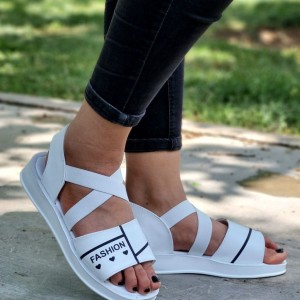 تخفیف ویژه  کفش صندل تابستانه زنانه دخترانه مدل فشیون مناسب برای خاص پسندها سفید با ارسال رایگان