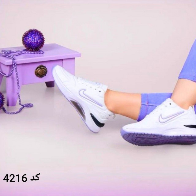 حراج باورنکردنی کفش کتونی اسپرت زنانه دخترانه مدل نایک زوم رنگ سفید بنفش  بی نهایت  باکیفیت با ارسال رایگان 4216
