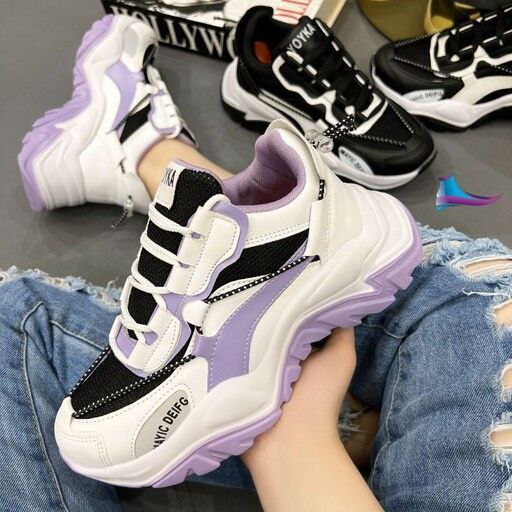 حراج ویژه کفش اسپرت زنانه دخترانه  مدل بالنسیاگا Balenciaga خاص و دلبر رنگ سفید مشکی بنفش ارسال رایگان