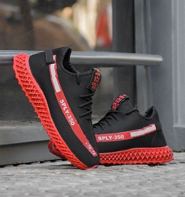 حراااج فوق العاده ست کفش اسپرت بافت مردانه و زنانه مخصوص پیاده روی و باشگاه رنگ مشکی قرمز باارسال رایگان