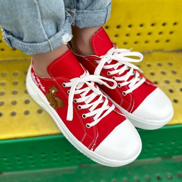 آفر ویژه کفش اسپرت زنانه دخترانه مدل ونس خرگوشی دلبر  رنگ سفید قرمز باارسال رایگان